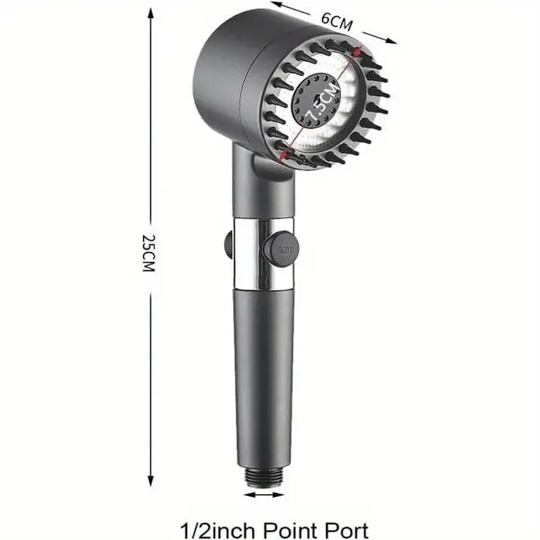 Rivela filtered showerhead - real product, gunmetal finish with visible filter window